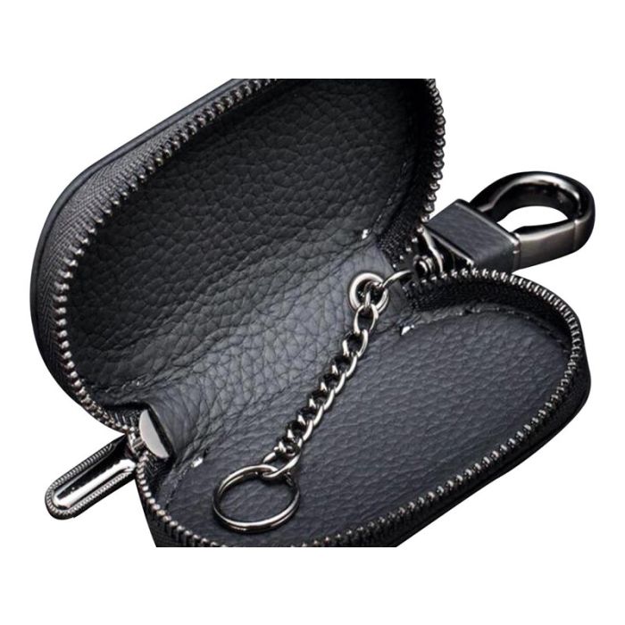 Black Key Chain Bag Leather Ring Holder Case Car Auto Coin Universal Remote  Smart Key Cover Fob Alarm Security Zipper Keychain Wallet Bag (Mercedes-Benz)  : : Fashion