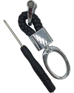 Autogear Cowhide Weave Key Ring With Clip