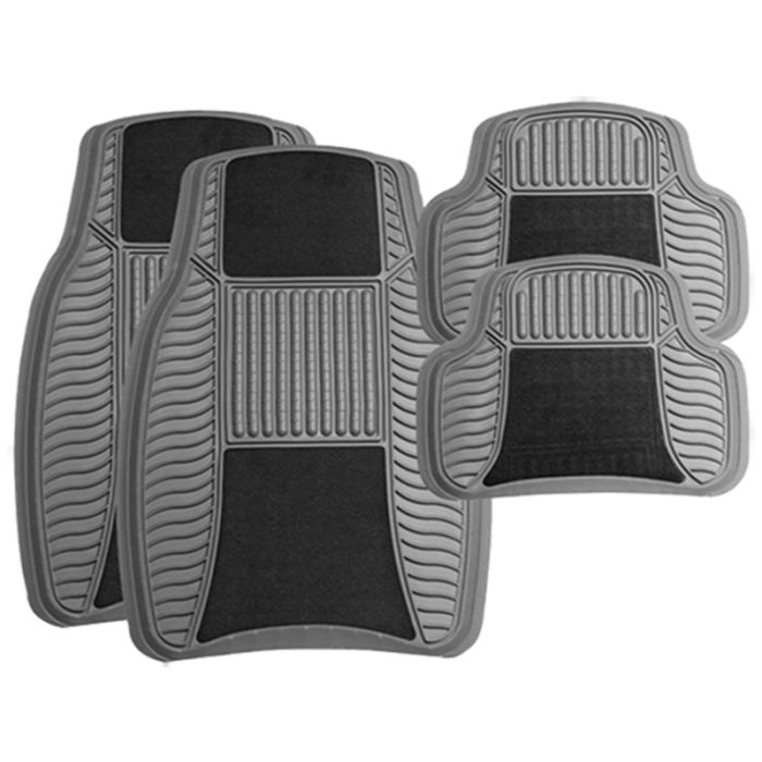 black and grey car mats