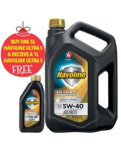 Havoline Ultra S Fully Synthetic Engine Oil 5W40 5 Litre + 1 FREE Litre