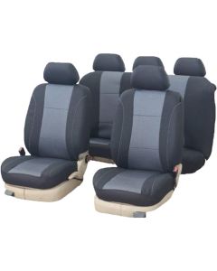 Autogear 9 Piece Woven Jacquard Seat Cover Set Black