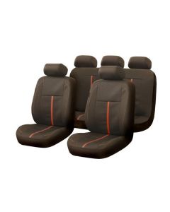Autogear 9 Piece Woven Jacquard Seat Cover Set Black / Brown