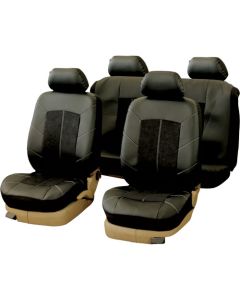 Autogear 9 Piece Velour Seat Cover Set Black