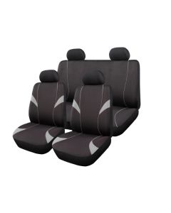 Autogear 11 Piece Monaco Car Seat Cover Set Black / Grey