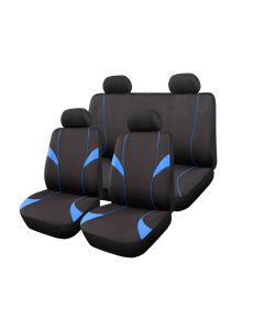 Autogear 11 Piece Monaco Seat Cover Set Black / Blue
