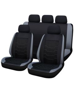 Autogear 11 Piece Assen Mesh/Polyester Seat Cover Black/Light Grey