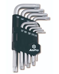 Ampro 9 Piece Torx Key Set L-Type Tamper-Proof 