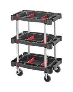 Autogear Rolling 3 Shelf Mechanics Tool Storage Utility Cart with 3" Casters - Red/Black