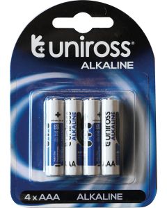 Uniross 4 Pack AAA Alkaline Battery