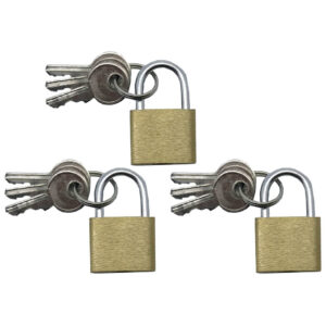 Autogear Pad Lock Brass 20mm 3 Piece Key - Alike