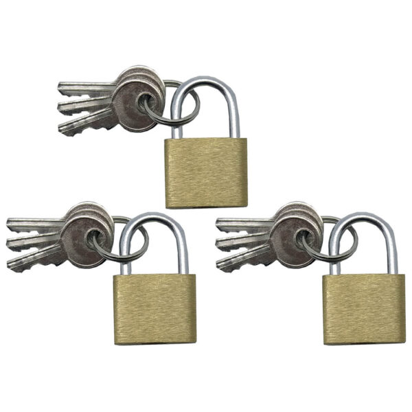 Autogear Pad Lock Brass 20mm 3 Piece Key - Alike
