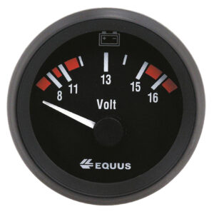 EQUUS 52mm Electrical Voltmeter (8-16V)  90° Sweep