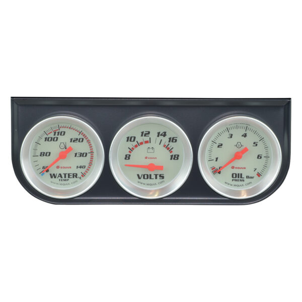 EQUUS 52mm White Triple Gauge Kit (Mechanical WT and OP Single Gauge with Voltmeter)