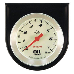 EQUUS 52mm White Mechanical Oil Pressure Gauge (0-7 BAR) 270° Sweep