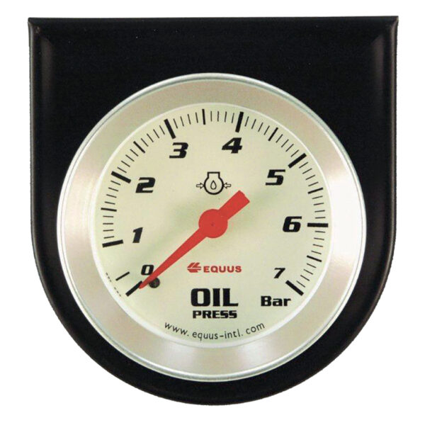 EQUUS 52mm White Mechanical Oil Pressure Gauge (0-7 BAR) 270° Sweep