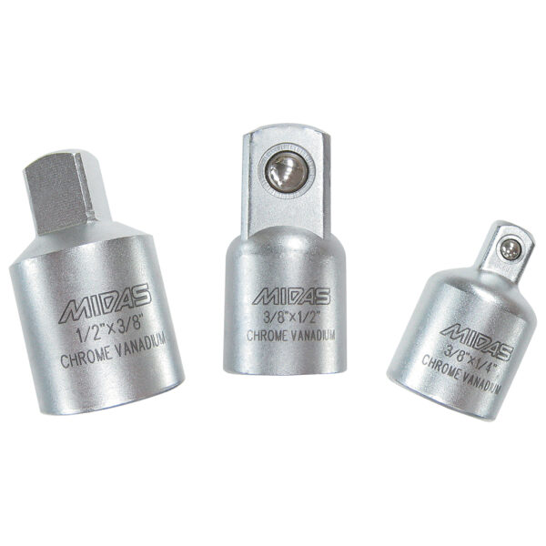 MidasPro 3 Piece 3/8" + 1/4" + 1/2" Drive Adapter Set