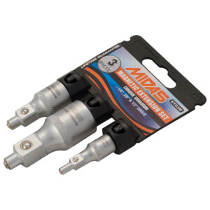 MidasPro 3 Piece Magnetic 3/8" + 1/4" + 1/2" Extension Set