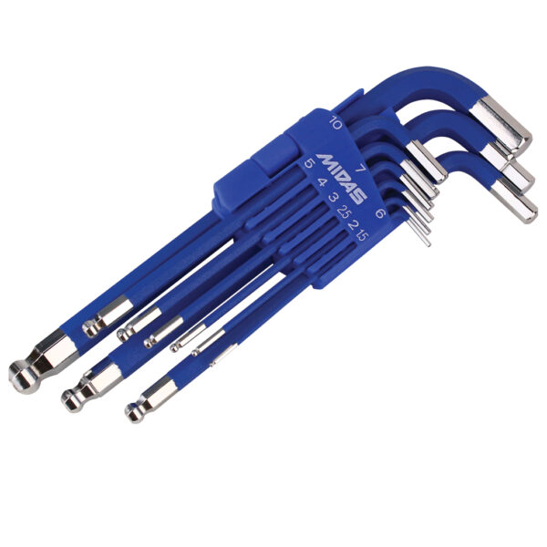 MidasPro 9 Piece Ball All Type Magnetic Hex Key Set 1.5-10mm
