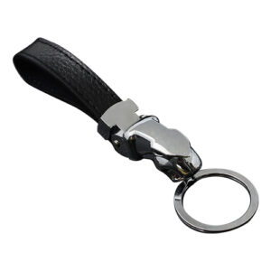 Autogear Leopard Head Key Ring with Leather