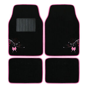 Autogear 4 Piece Pink Butterfly Mat Set