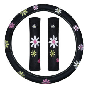 Autogear 3 Piece Steering Wheel Cover / Sealt Belt Comforter Floral Butterfly Set