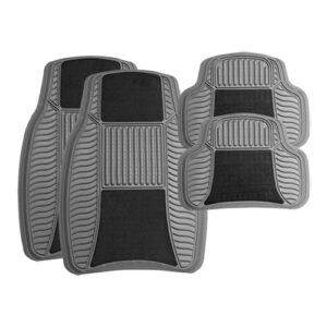 4Pc Black Carpet/Rubber Mat Set