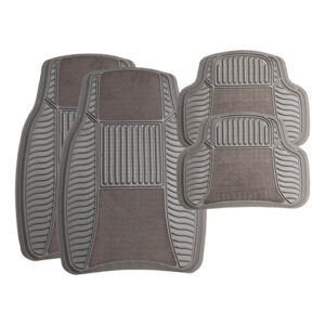 4Pc Grey Carpet/Rubber Mat Set
