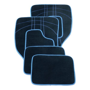 4Piece Blue Trim Carpet Mat Set