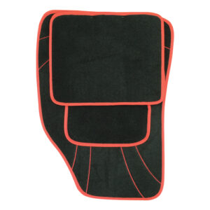 4Piece Red Trim Carpet Mat Set