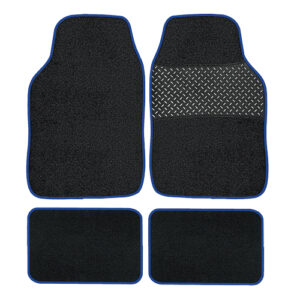 4Piece Blue Trim Carpet Mat Set