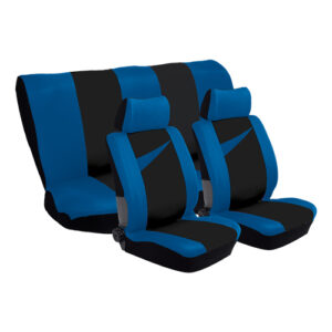 11Pc Cyprus Blue/Black Seat Cover Set