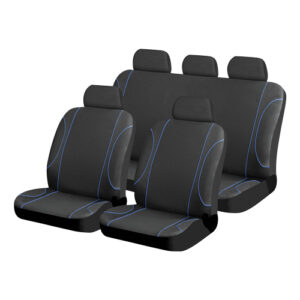 Autogear 9 Piece Black / Blue Jazz Seat Cover Set