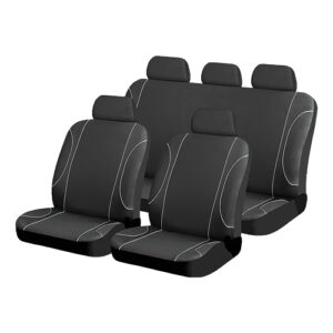 Autogear 9 Piece Black / Grey Jazz Seat Cover Set