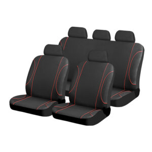 Autogear 9 Piece Black / Red Jazz Seat Cover Set