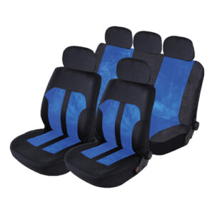 Autogear 9 Piece Black / Blue Suede - Mesh Seat Cover Set