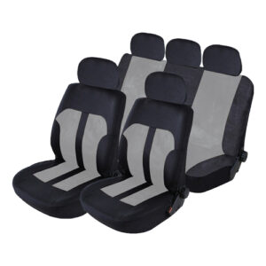 Autogear 9 Piece Black / Grey Suede - Mesh Seat Cover Set