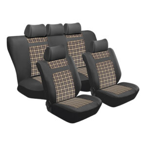 Autogear 11 Piece Tartan and PU Seat Cover Set