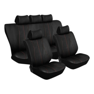 11Pc Elegance Seat Cover Set Black/Red