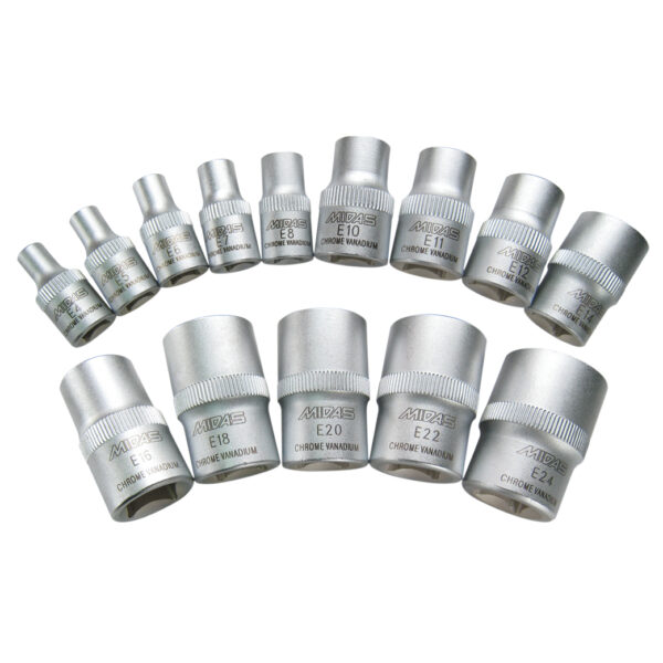 MidasPro 14 Piece 1/4" + 3/8" + 1/2" Drive Torx Socket Set