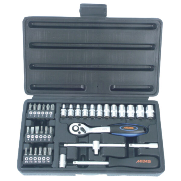 MidasPro 35 Piece 1/4" Drive Socket Set in Case