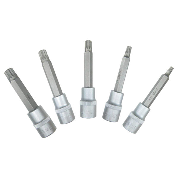 MidasPro 5 Piece Spline Socket Set 100mm Long 6/8/10/12/14