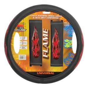 Autogear Steering Wheel Cover / Belt Comforter Flame Red 3 Piece