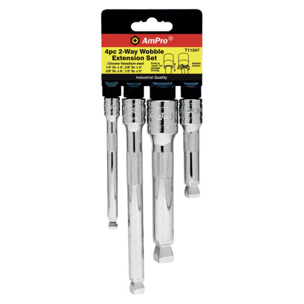 Ampro 4 Piece 2-Way Wobble Extension Set 1/4" 1/2" 3/8"