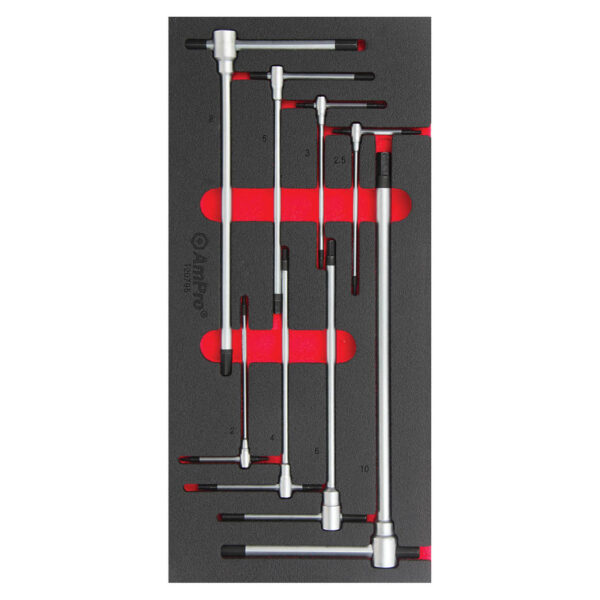 Ampro 8 Piece 3-Way T-Handle Hex Wrench Set FT
