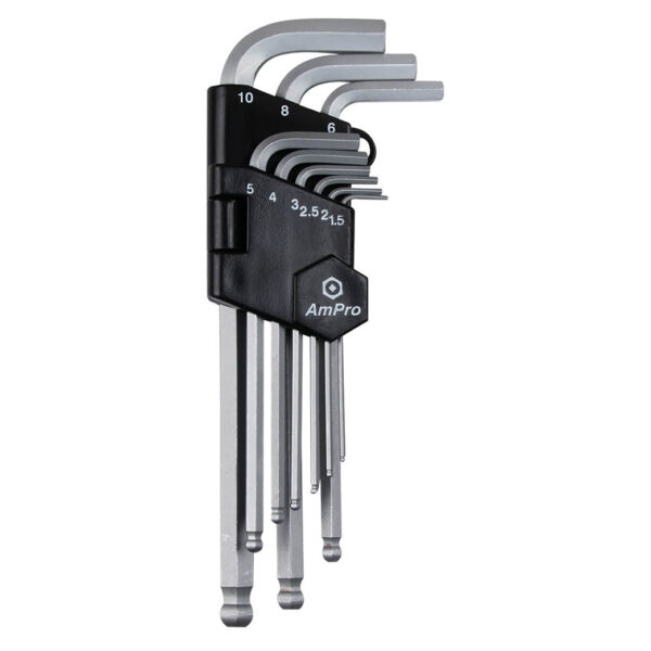 Ampro 9 Piece Long Ball Point Wrench Set (15-10mm)