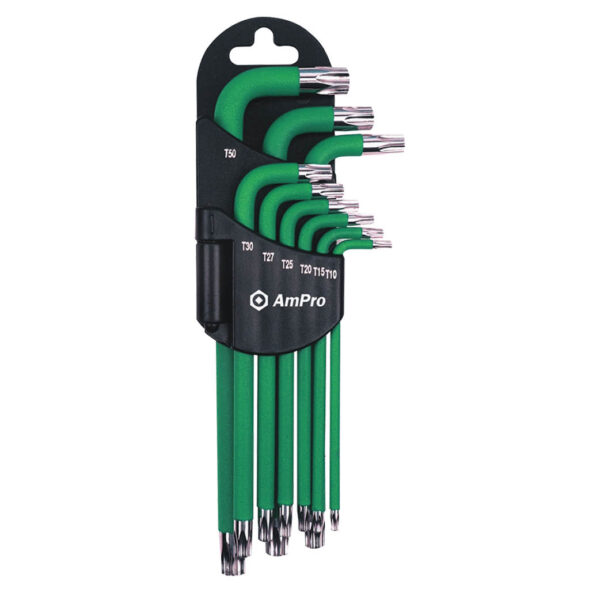 Ampro 9 Piece Magnetic Long Tamper Proof Star Wrench Set
