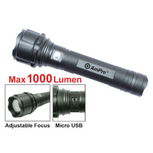 Ampro USB Rechargable Cree LED Flashlight (1000Lumen)