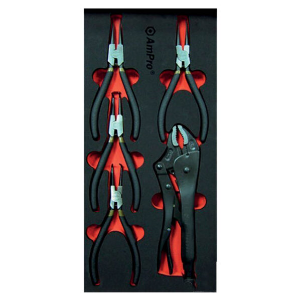Ampro 5 Piece Snap Ring Pliers and Locking Pliers Set FT