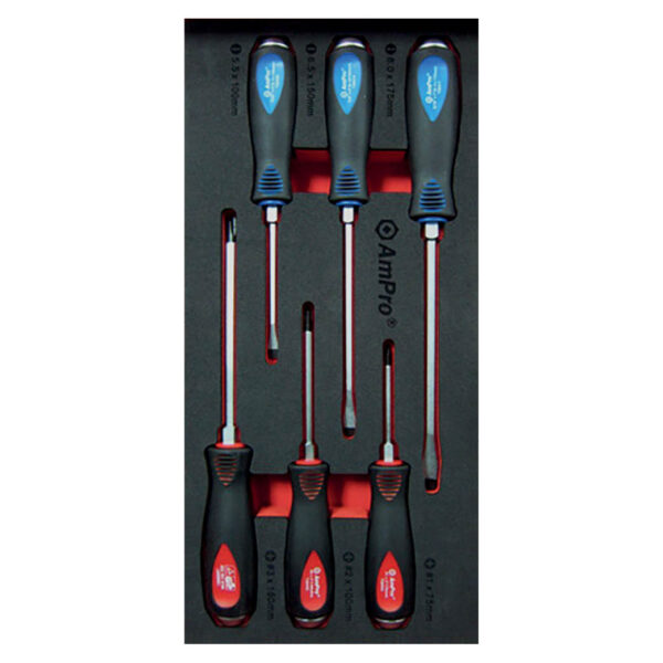 Ampro 6 Piece Go-Thru Screwdriver Set (PH and Slot)