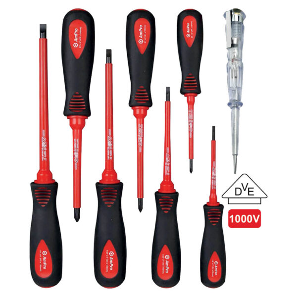 Ampro 8 Piece Insulated Screwdriver Set (VDE1000V)